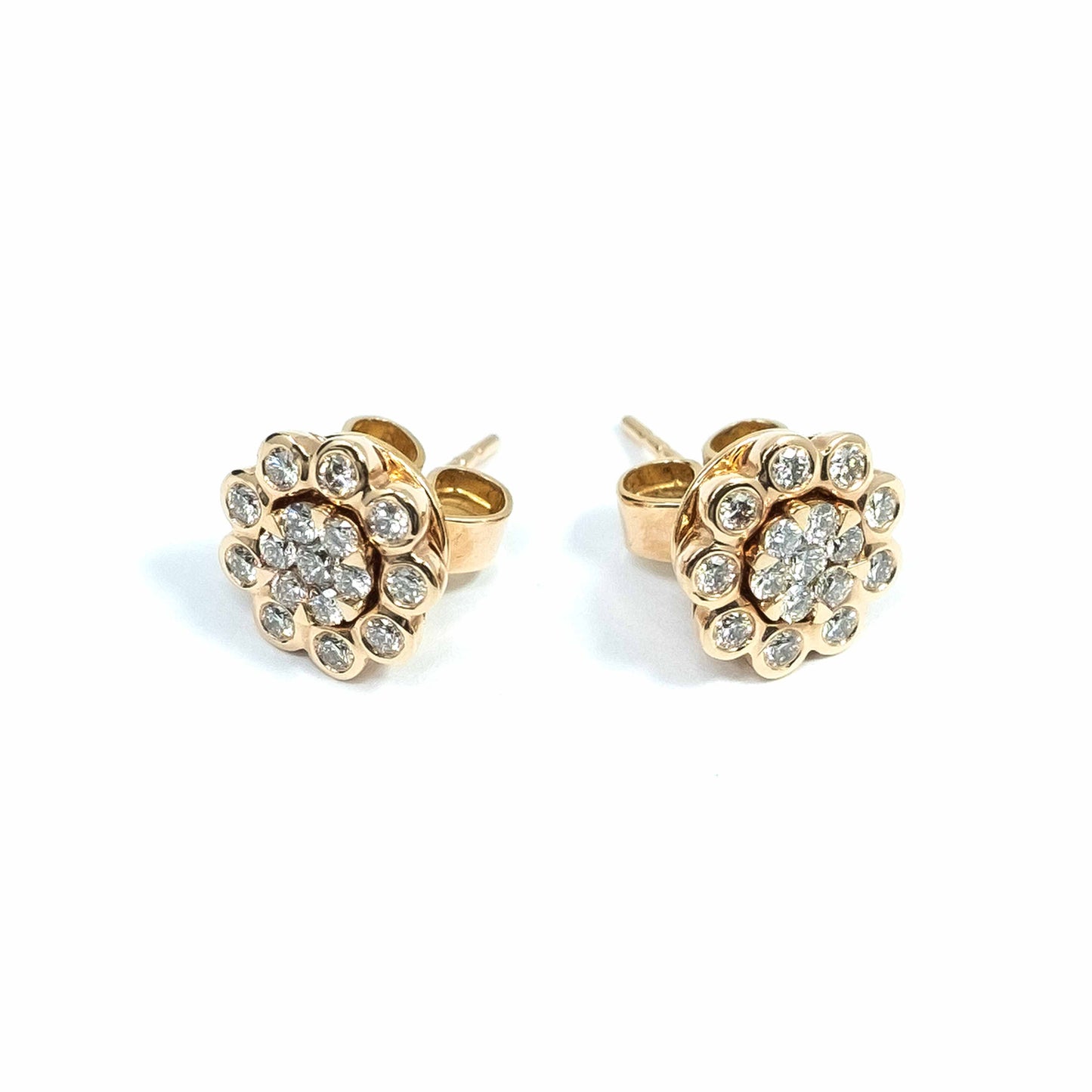 18K Rose Gold Flower Diamond Earring