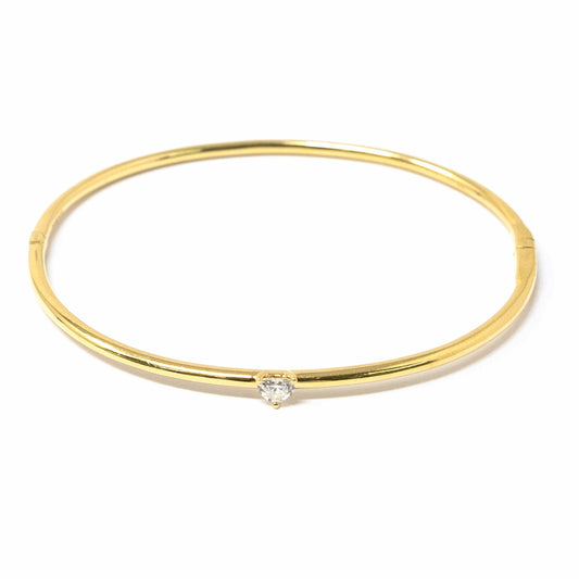 18K Diamond Mini Heart Yellow Gold Bangle