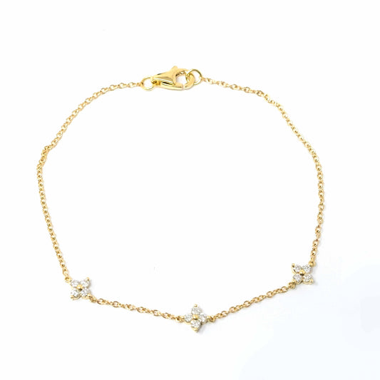 18K 3 Star Diamond Yellow Gold bracelet