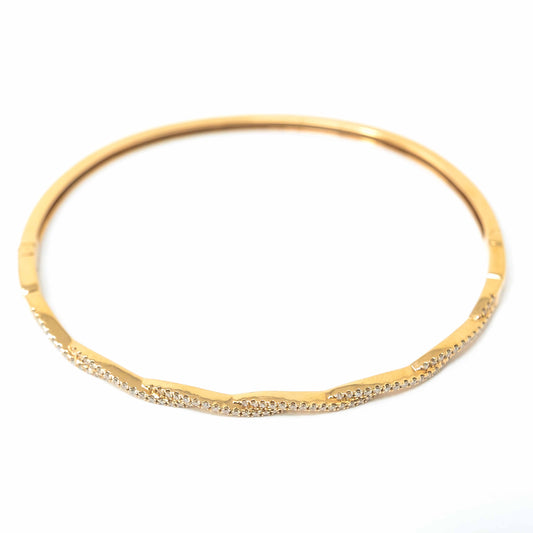 18K Rose Gold Twisted Diamond Bangle