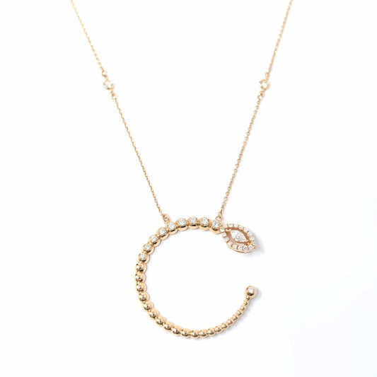 18K Rose Gold Serpent Diamond Pendant