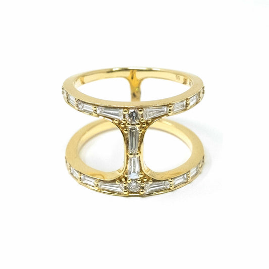 18K Yellow Gold Baguette Panthom Diamond Ring