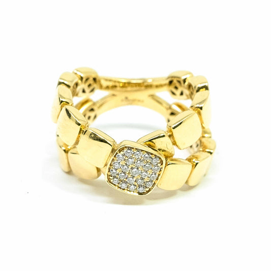 18K Yellow Gold Criss Cross Cocktail Diamond Ring