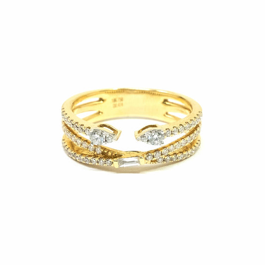 18K Yellow Gold Dainty Layered Diamond Ring