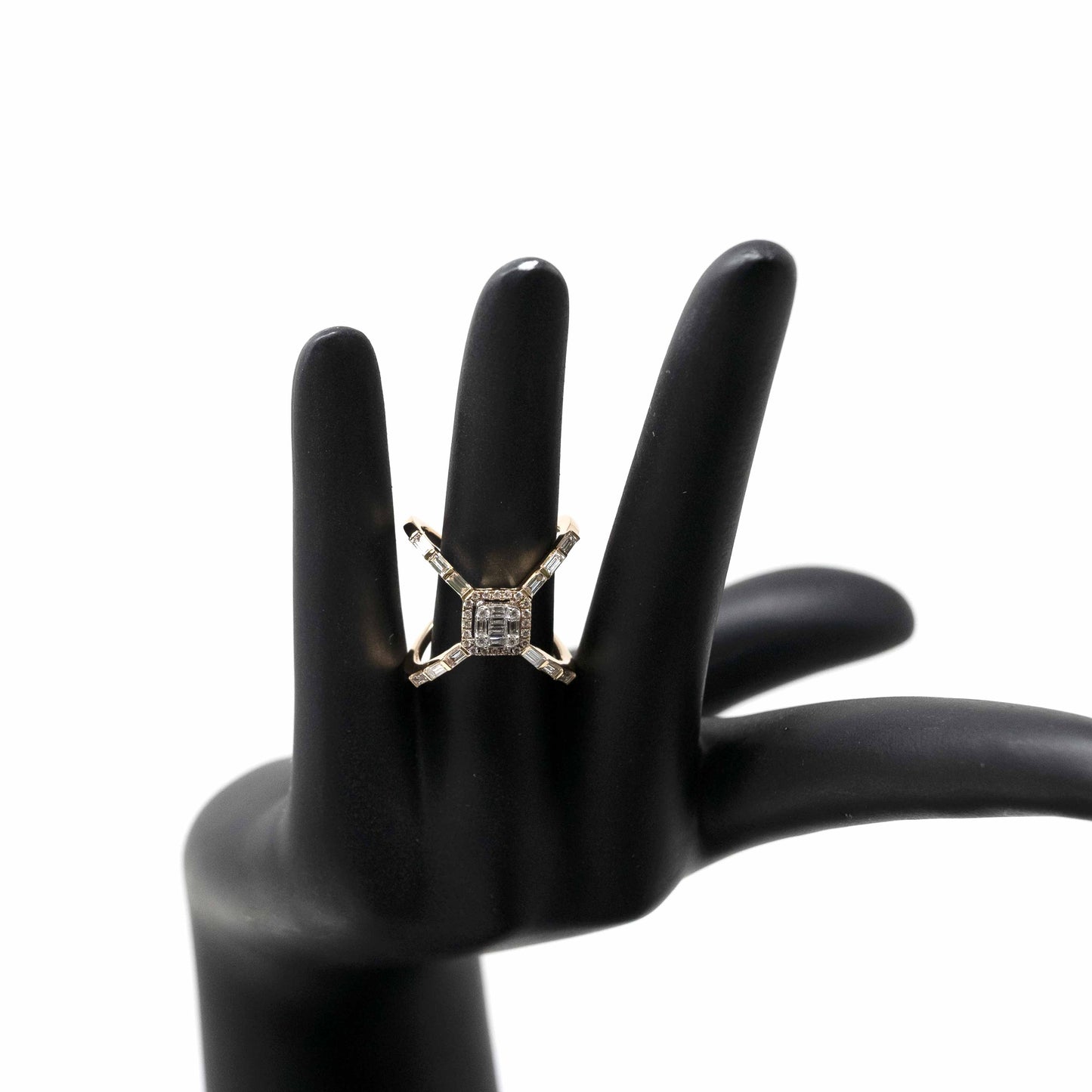 18K Rose Gold Criss Cross Diamond Ring