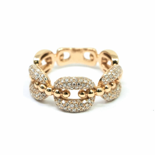 18K Rose Gold Diamond Gucci Link Ring