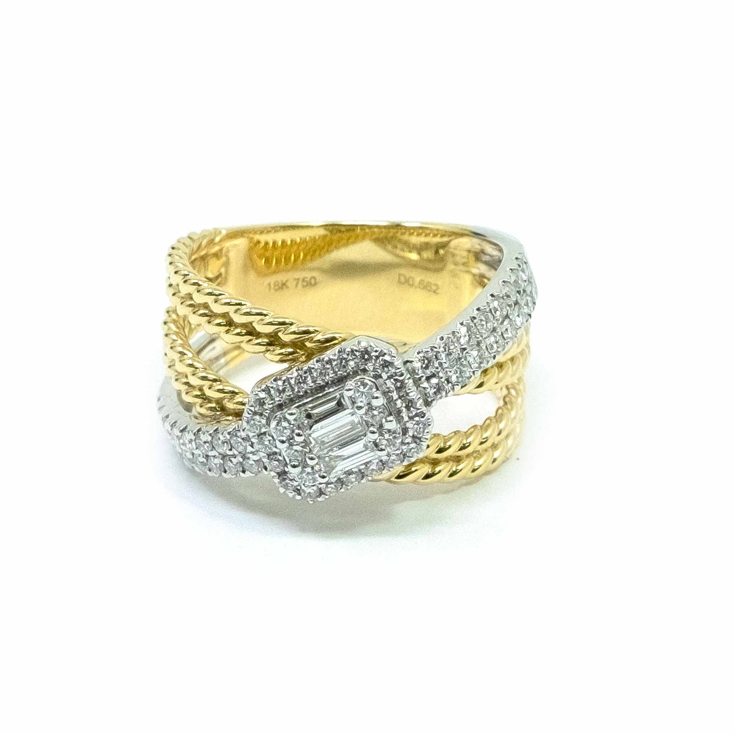 18k White Gold and Yellow Gold Diamond Ring