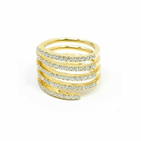 18k Yellow Gold Coil Diamond Ring