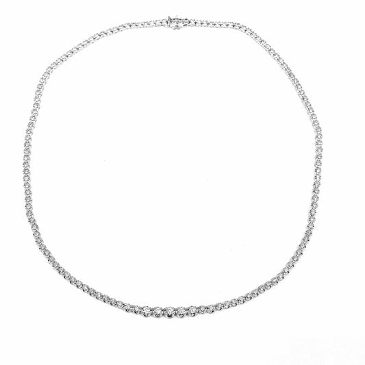 18K White Gold Tennis Necklace 3 CT