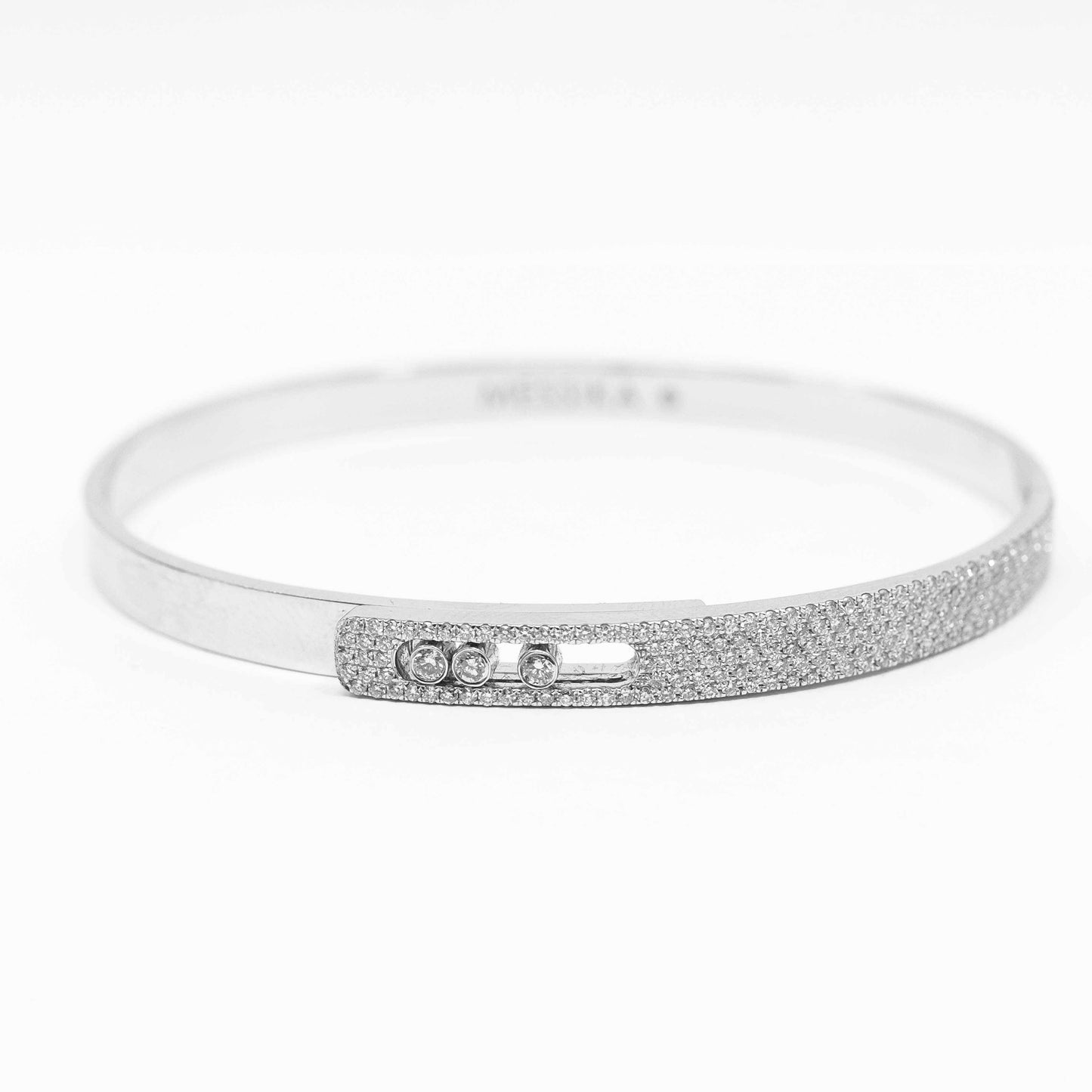 18k White Gold Floating Diamond Bangle