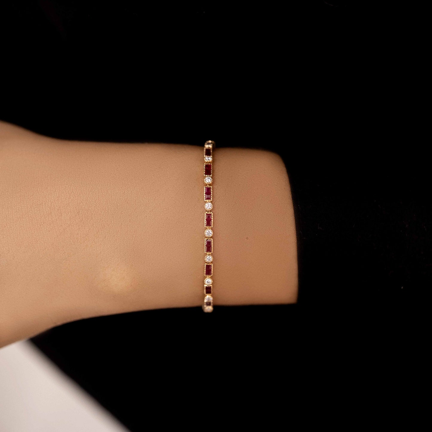 18K Yellow Gold Ruby and Diamond Bracelet