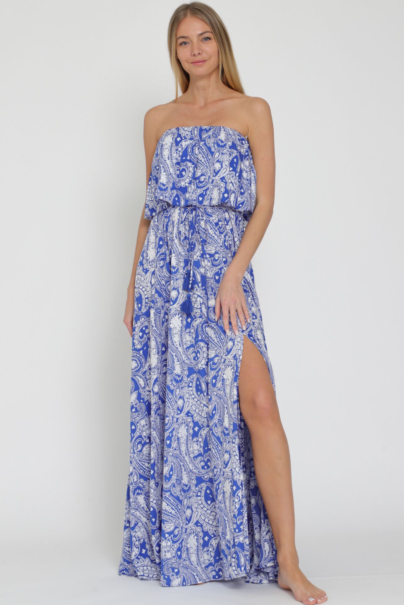 AaKaa Tuba Belted Elastic Waisted Maxi Dress