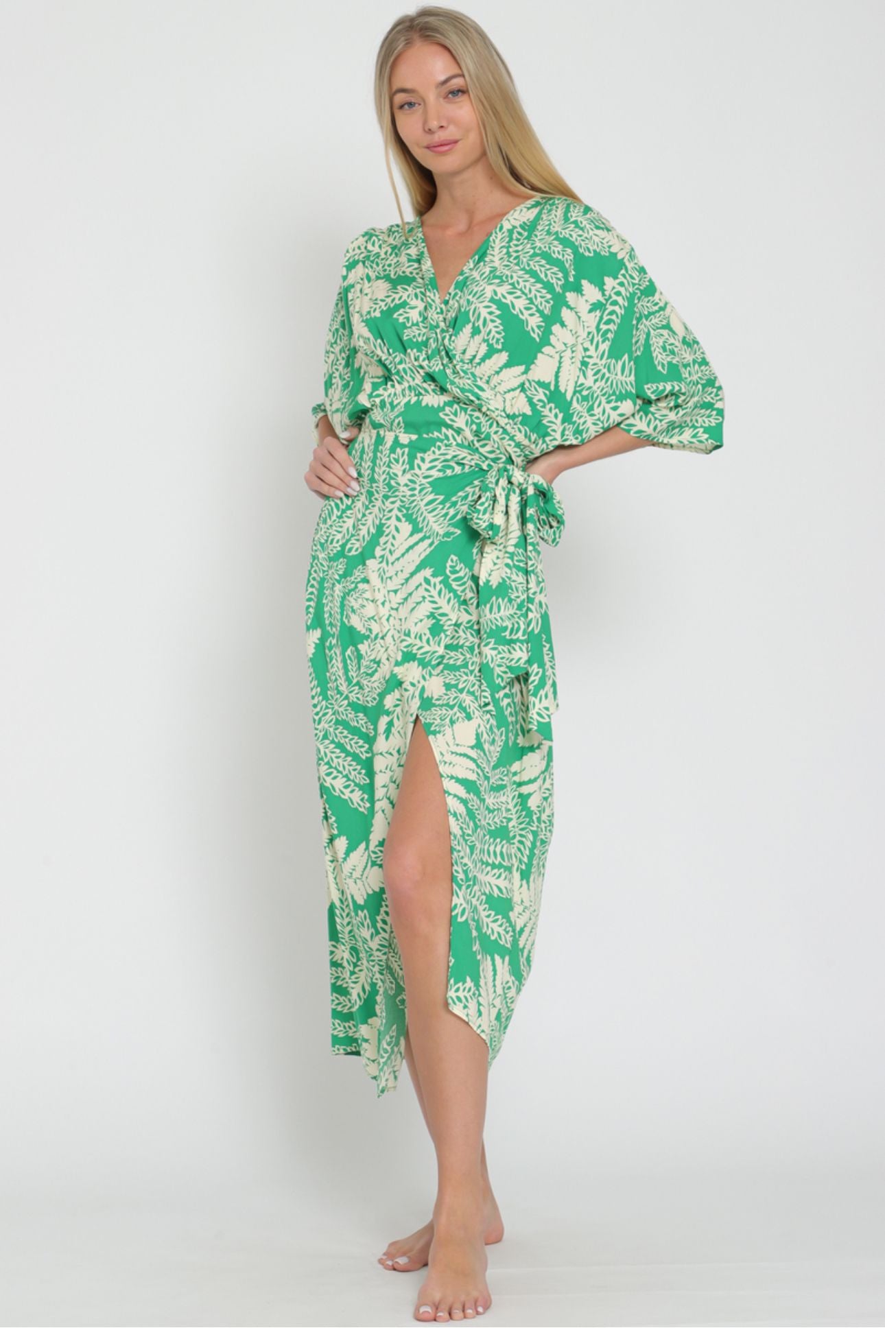 AaKaa Green Floral Dress