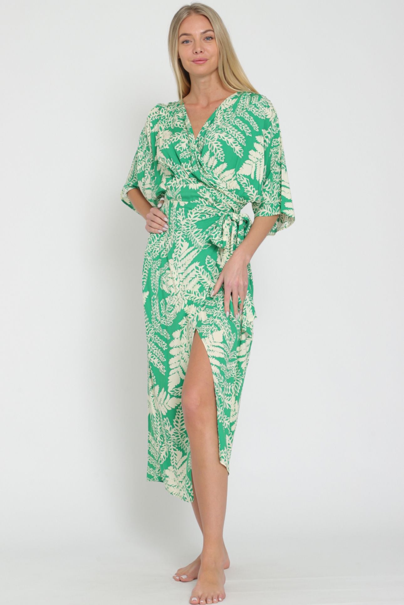 AaKaa Green Floral Dress