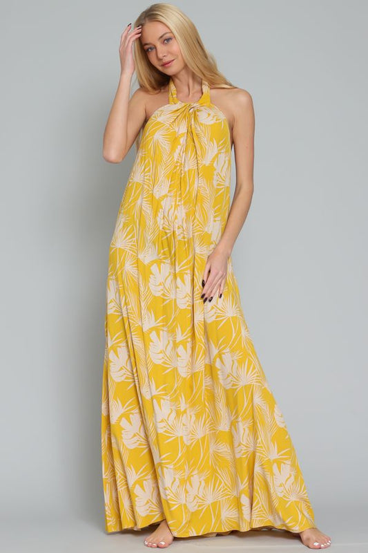 Aakaa Halter Backless Maxi Dress