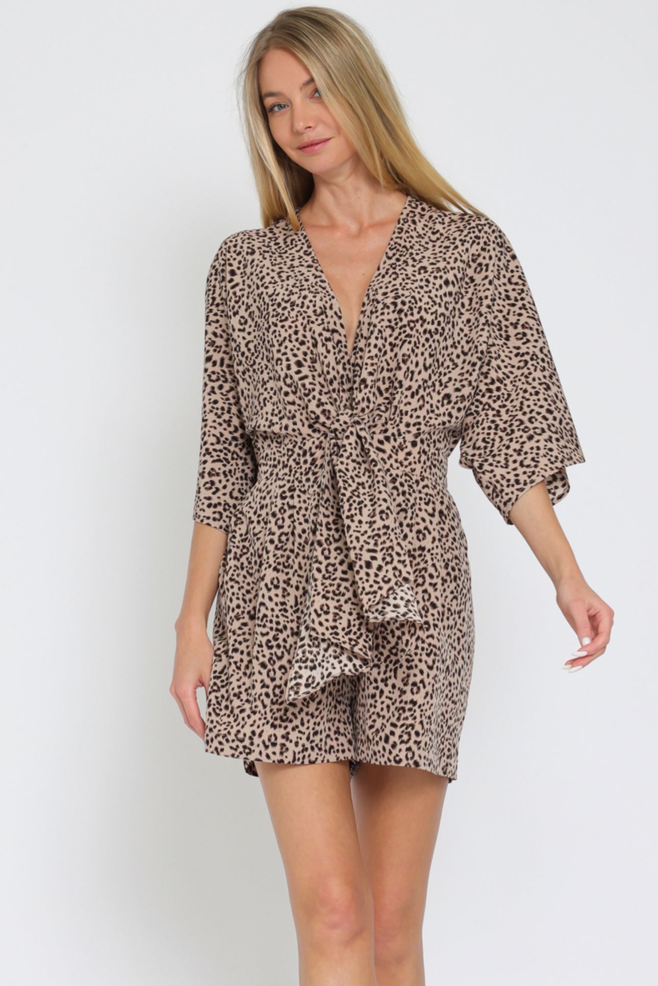 Aakaa Kimono Sleeve Elastic Back Waisted Romper