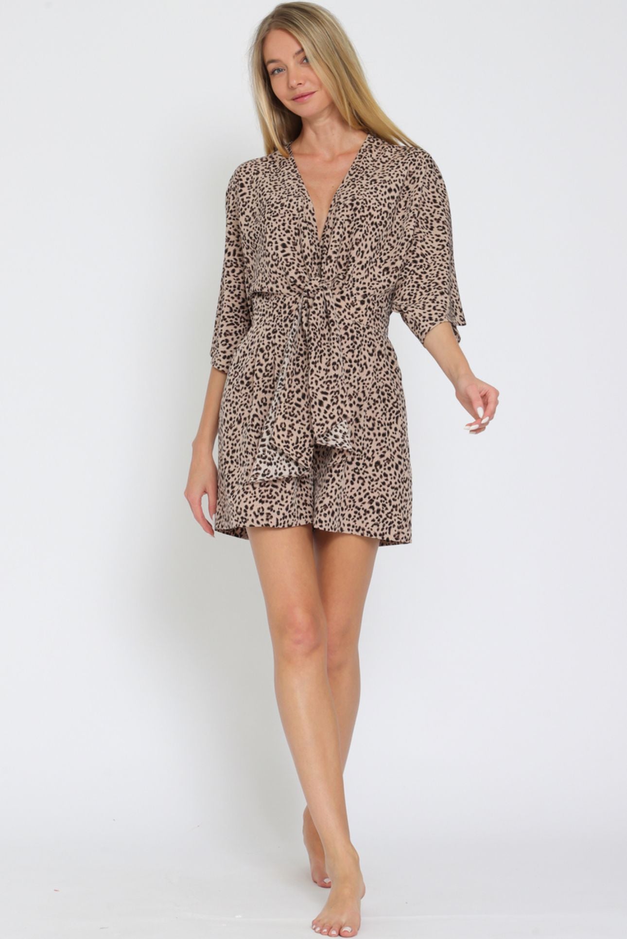 Aakaa Kimono Sleeve Elastic Back Waisted Romper