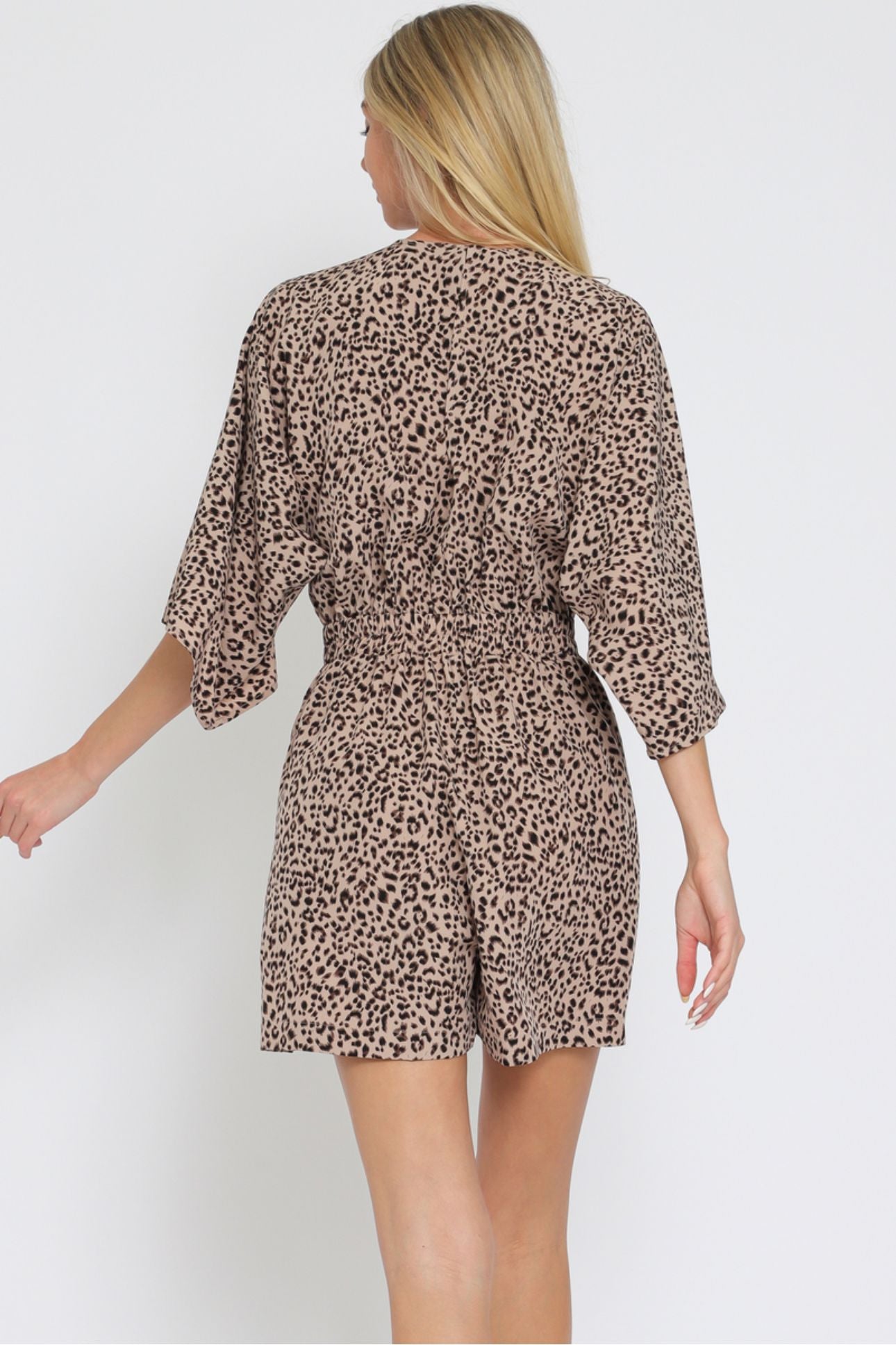 Aakaa Kimono Sleeve Elastic Back Waisted Romper