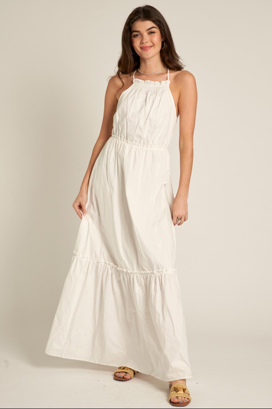 En Creme Shoulder Strap Tiered Dress