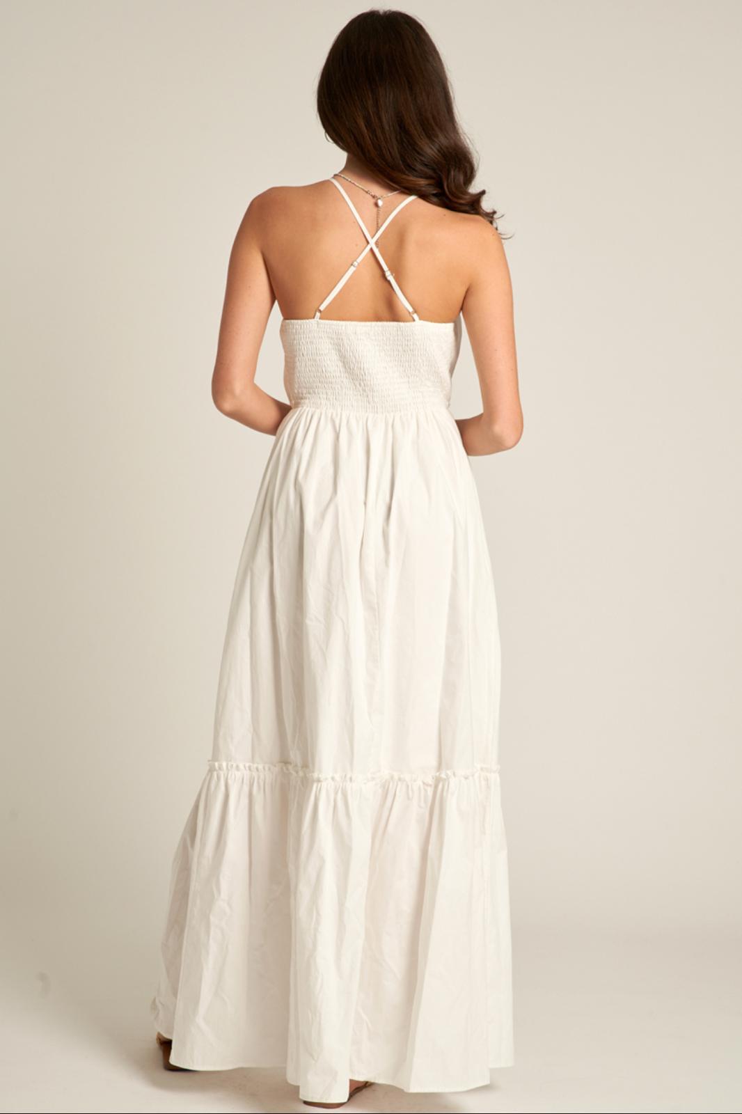 En Creme Shoulder Strap Tiered Dress