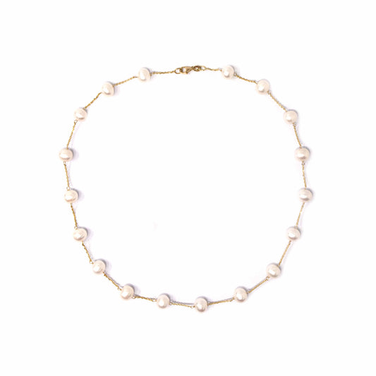 14K Yellow Gold and Freshwater Pearl Necklace