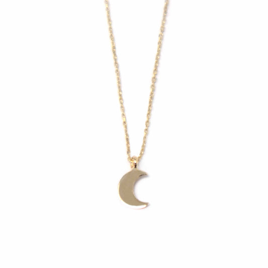 14K Yellow Gold Moon Pendant Necklace