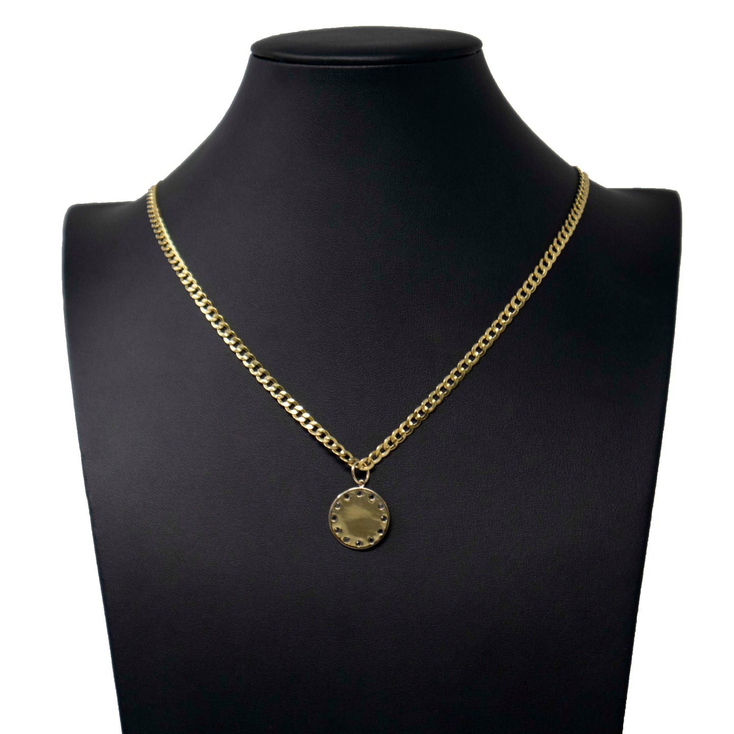 14K Yellow Gold Black Diamond Embedded Man Pendant