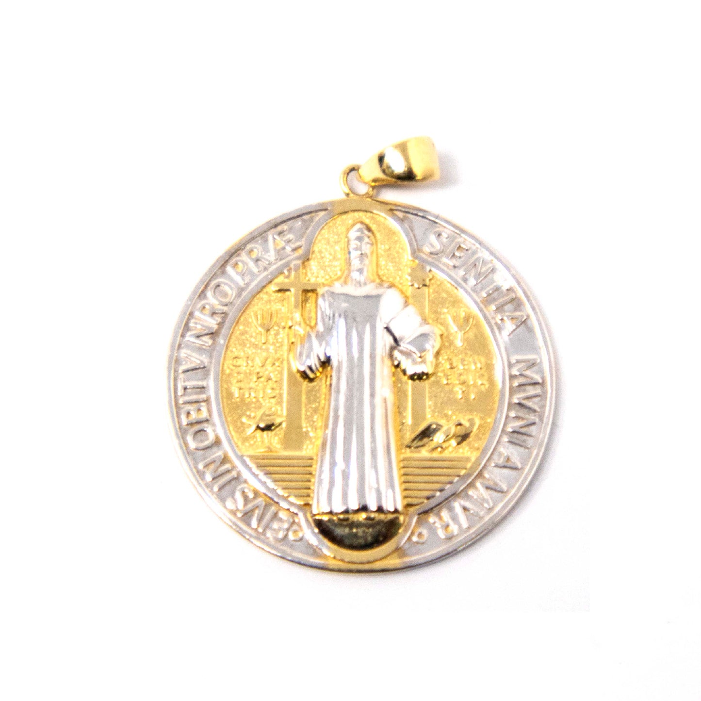 14K Two Tone Gold St Benedict Pendant