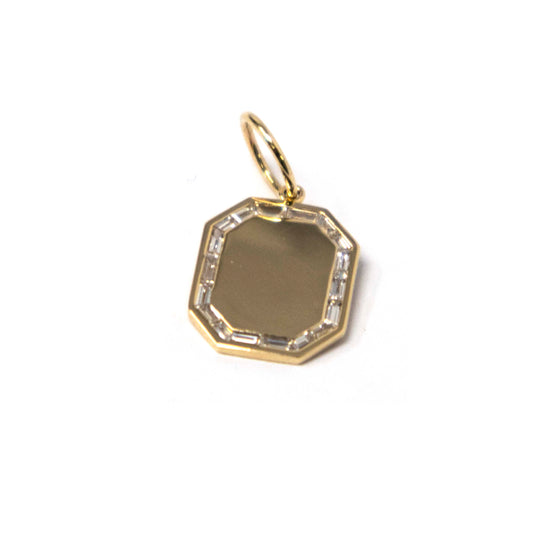 14K Yellow Gold Octagon Diamond Pendant