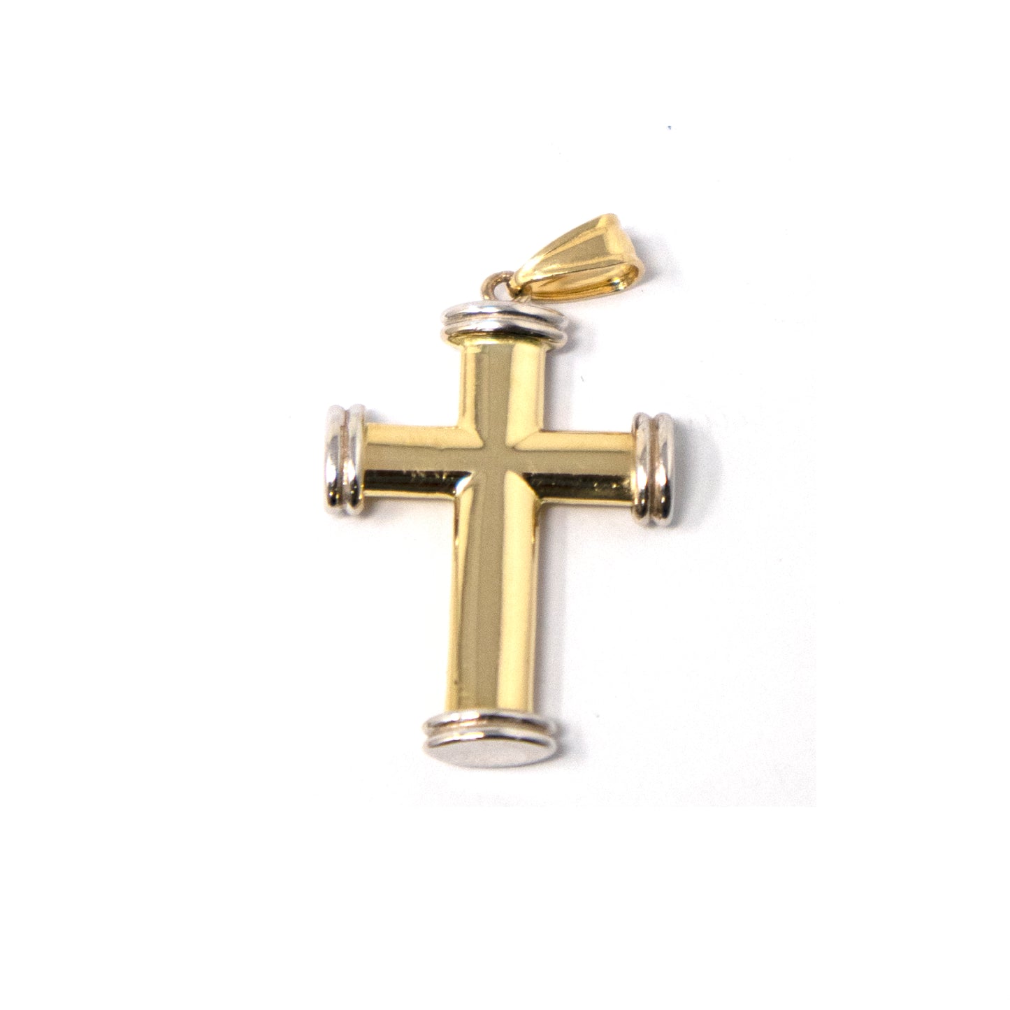 14K Two tone Gold Cross Pendant