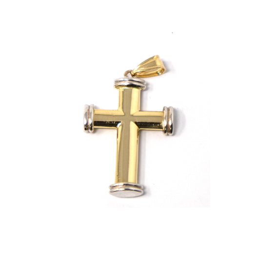 14K Two tone Gold Cross Pendant