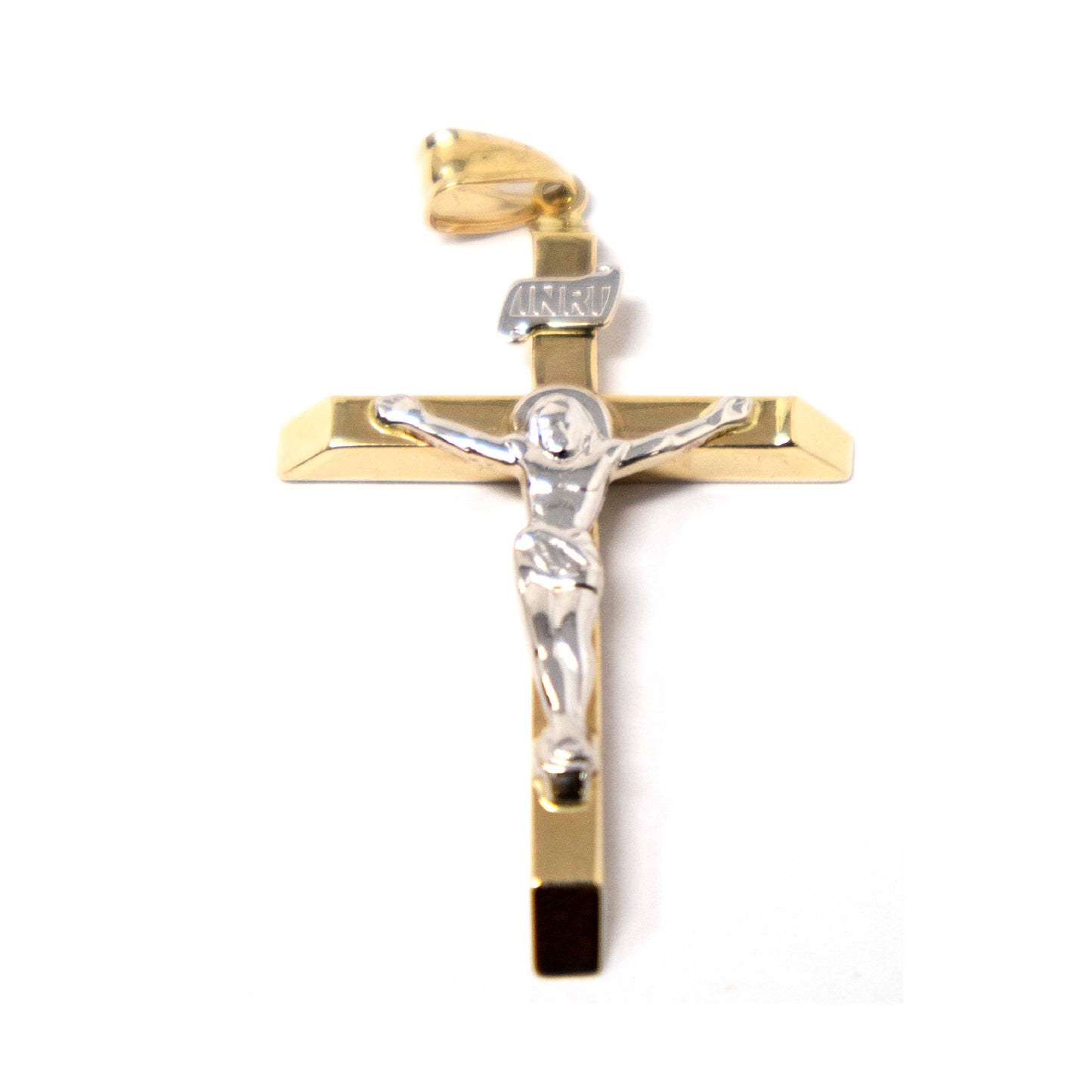 14K Two Tone Gold Cross Pendant