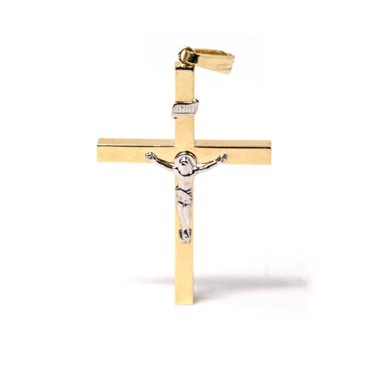 14K Two Tone Gold Cross