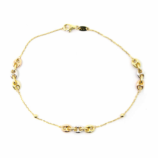 14K Tri-color Gold Gucci Like Anklet