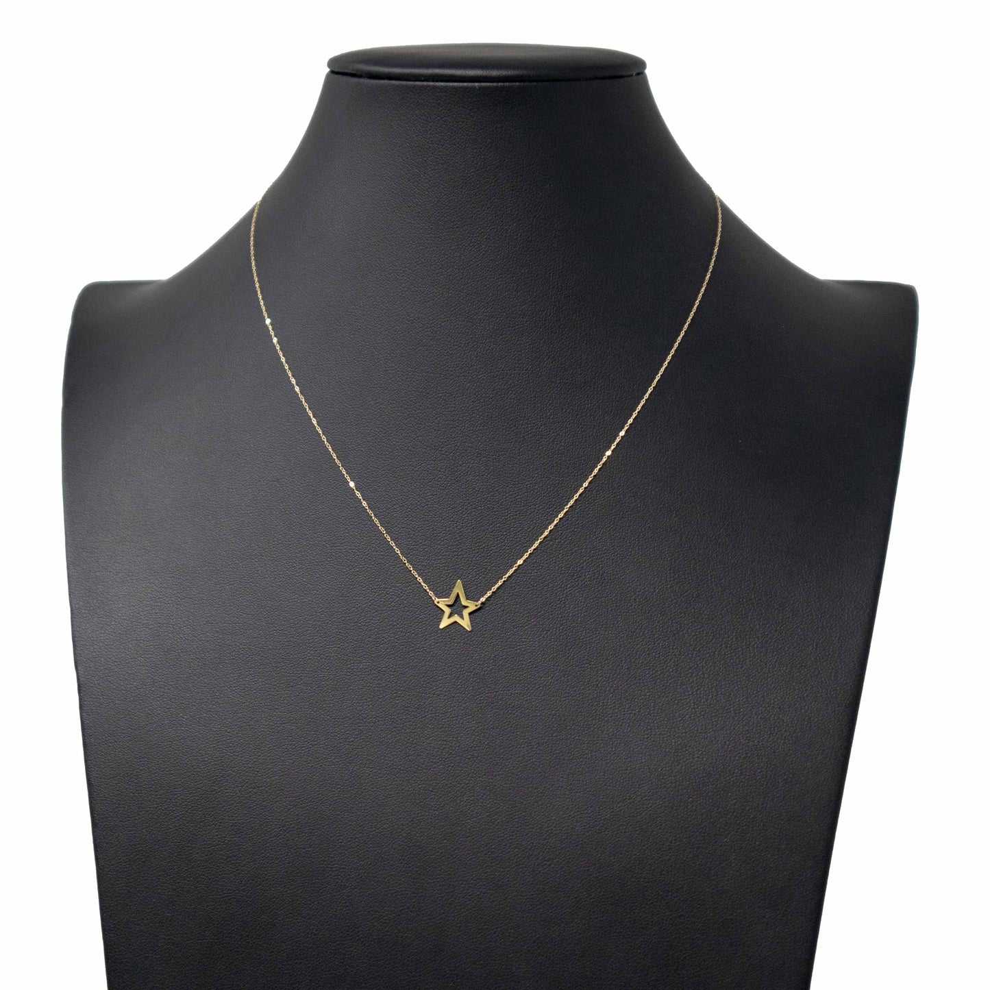 14K Yellow Gold Open Star Pendant Necklace