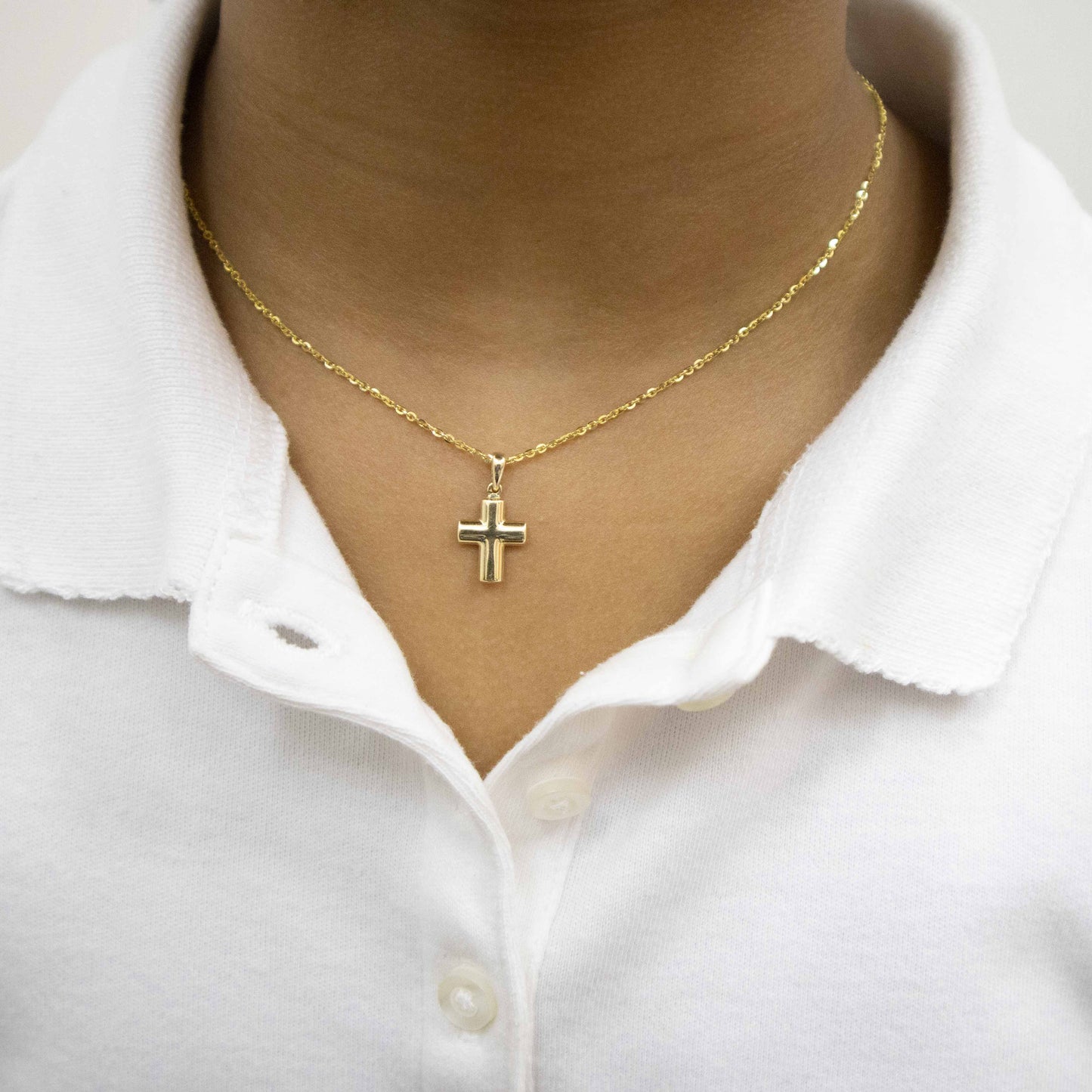 14K Yellow Gold Cross Children Pendant