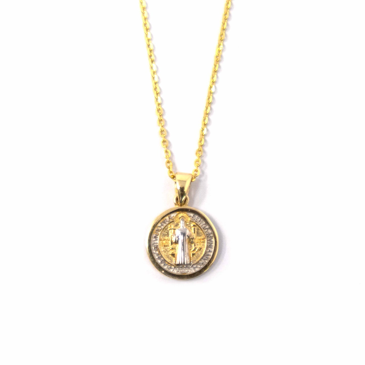 14K Two Tone St Benedict Children Pendant