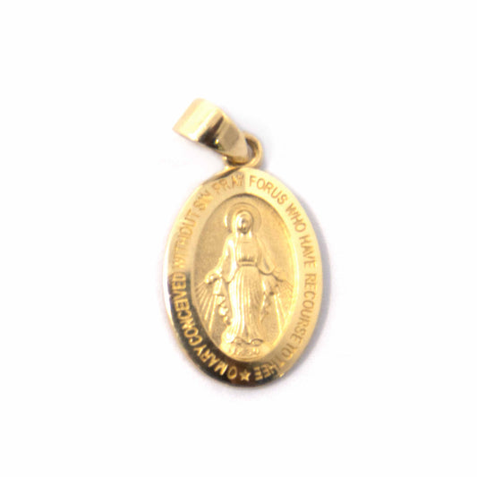 14K Yellow Gold Virgin Mary Children Pendant