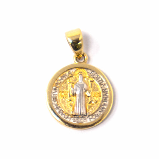 14K Two Tone St Benedict Children Pendant