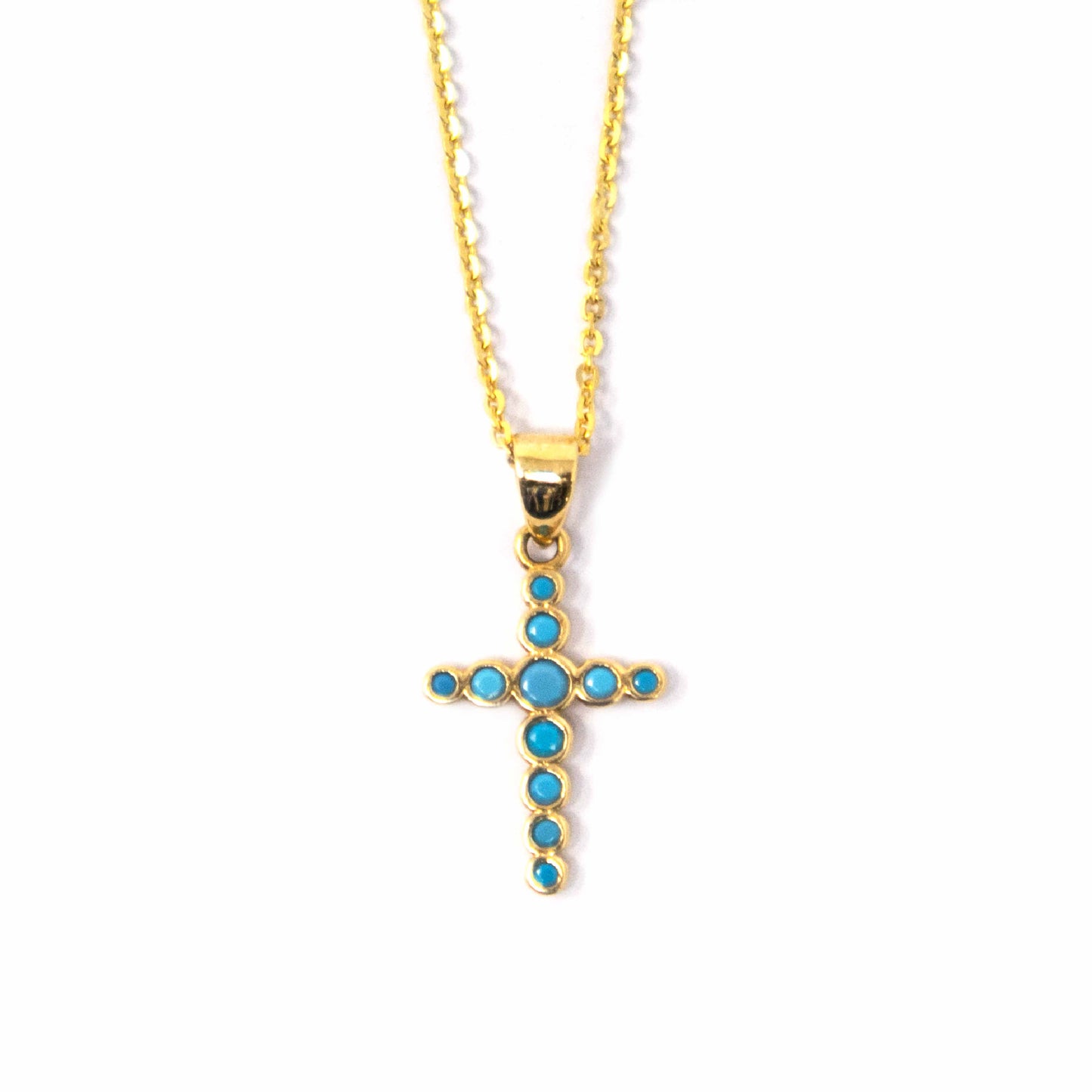 14K Yellow Gold Turquoise Heart Children Pendant