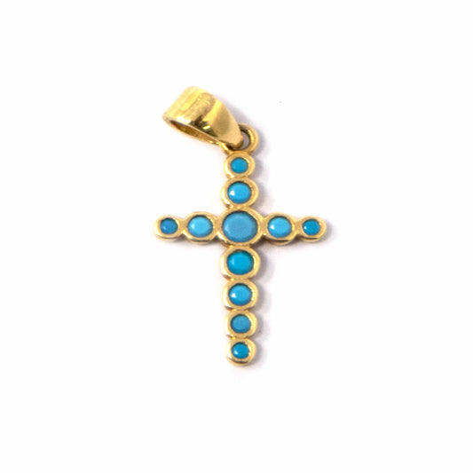 14K Yellow Gold Turquoise Heart Children Pendant