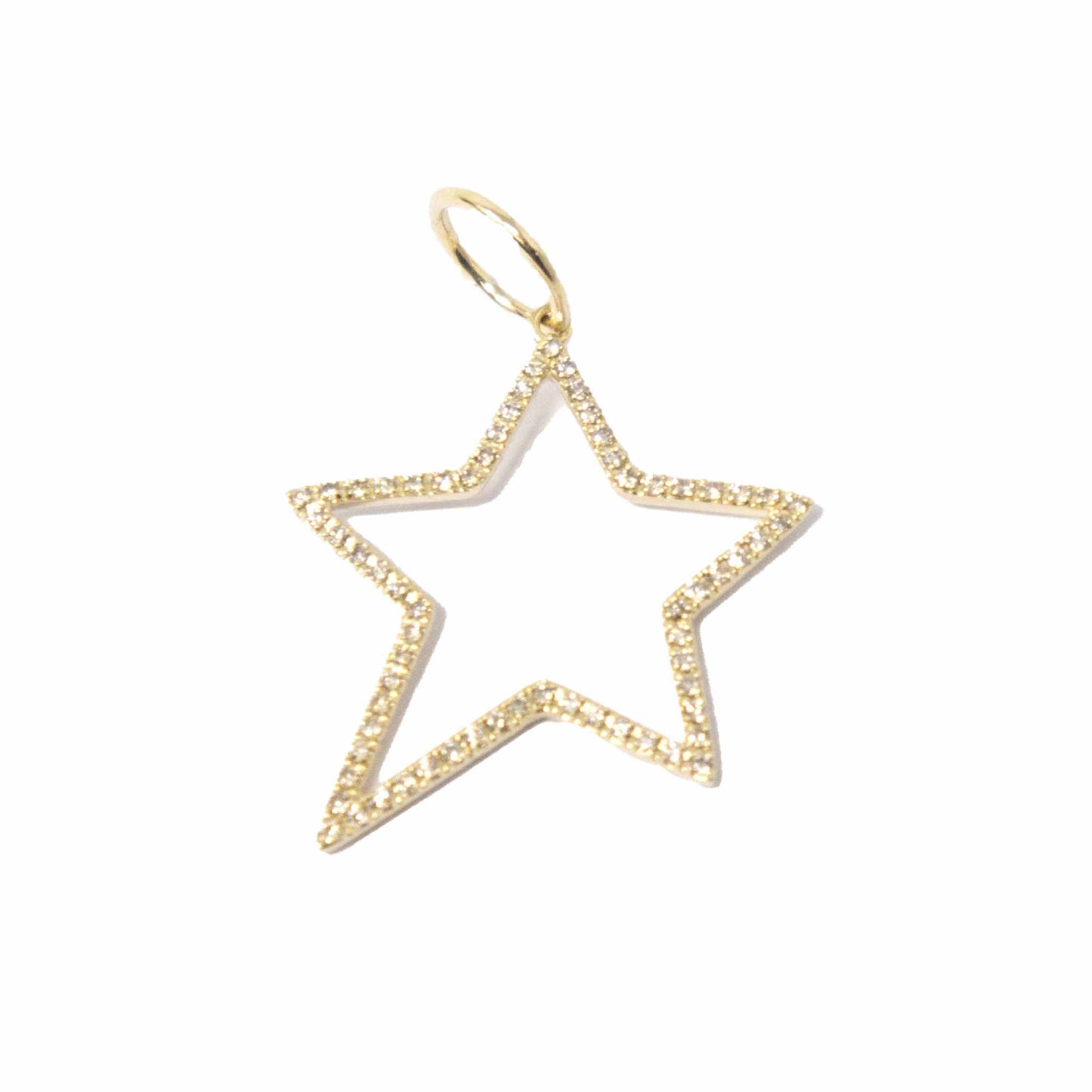 14K Yellow Gold Open Star Diamond Pendant