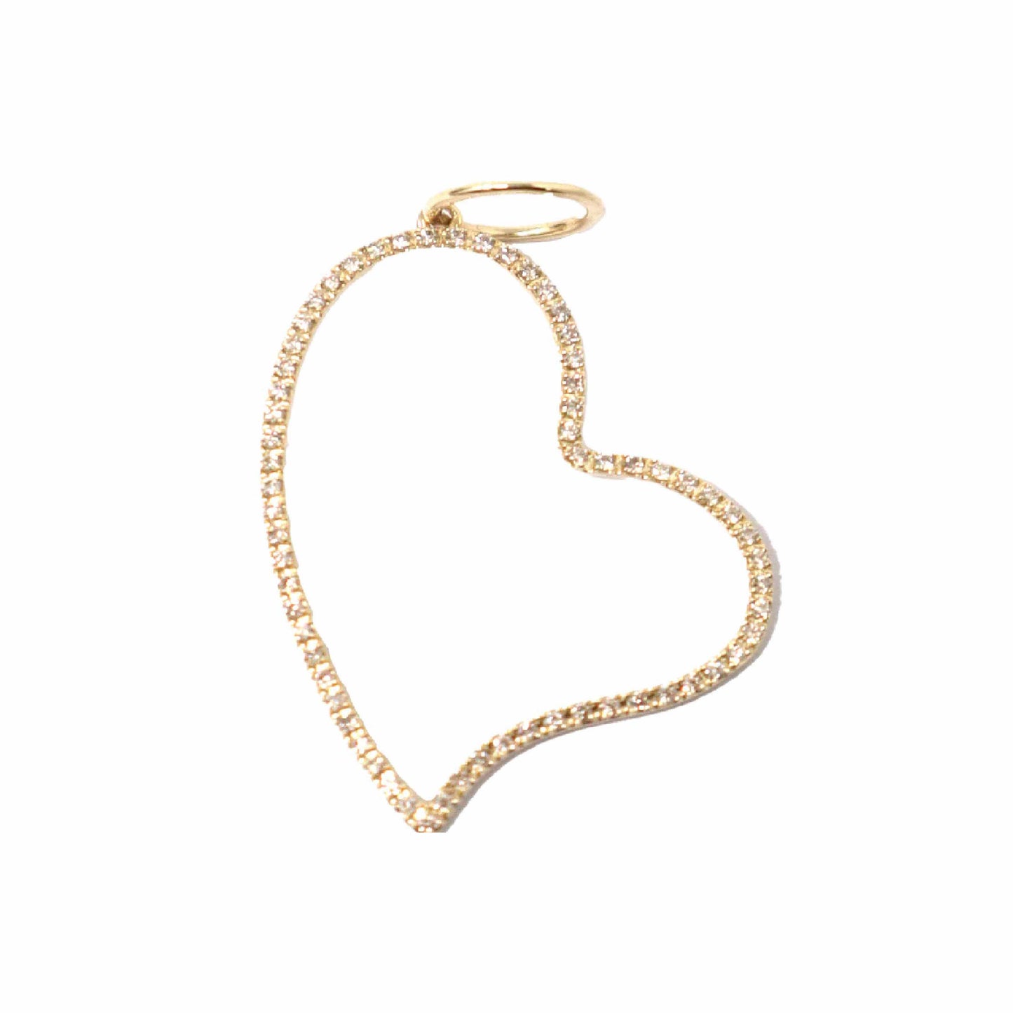 14K Yellow Gold Diamond Open Heart Pendant