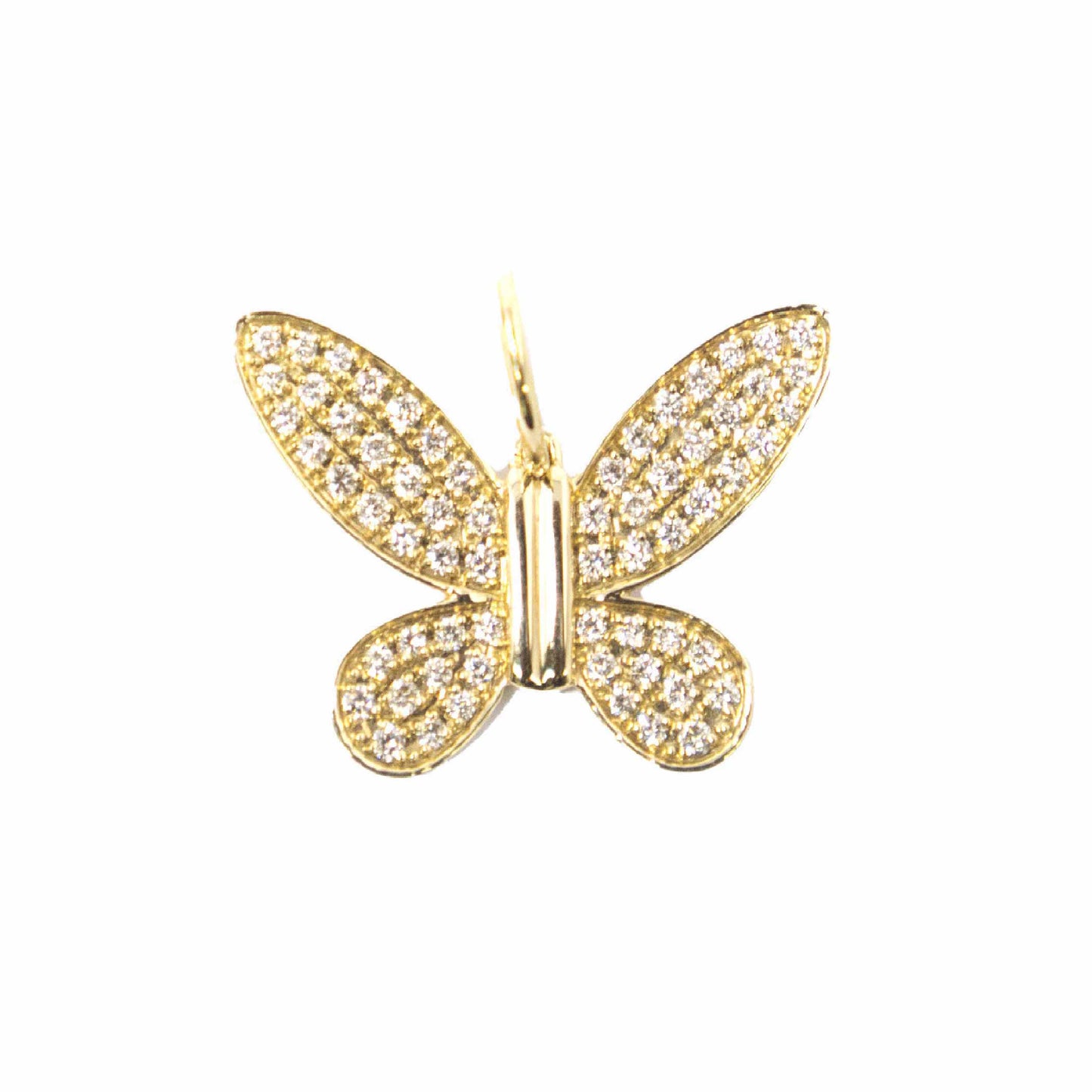 14K Yellow Gold Diamond Butterfly Pendant