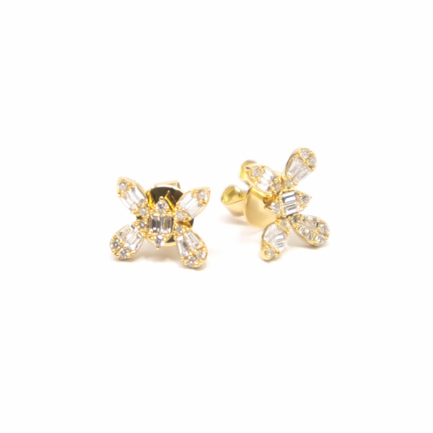 18K Yellow Gold Diamond Butterfly Earrings