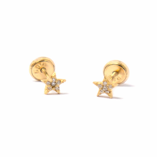 14K Yellow Gold Diamond Star Earrings