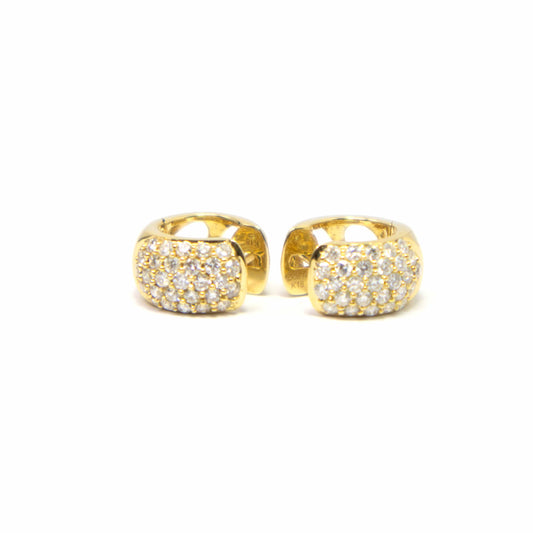 18K Yellow Gold Diamond Huggies Earrings