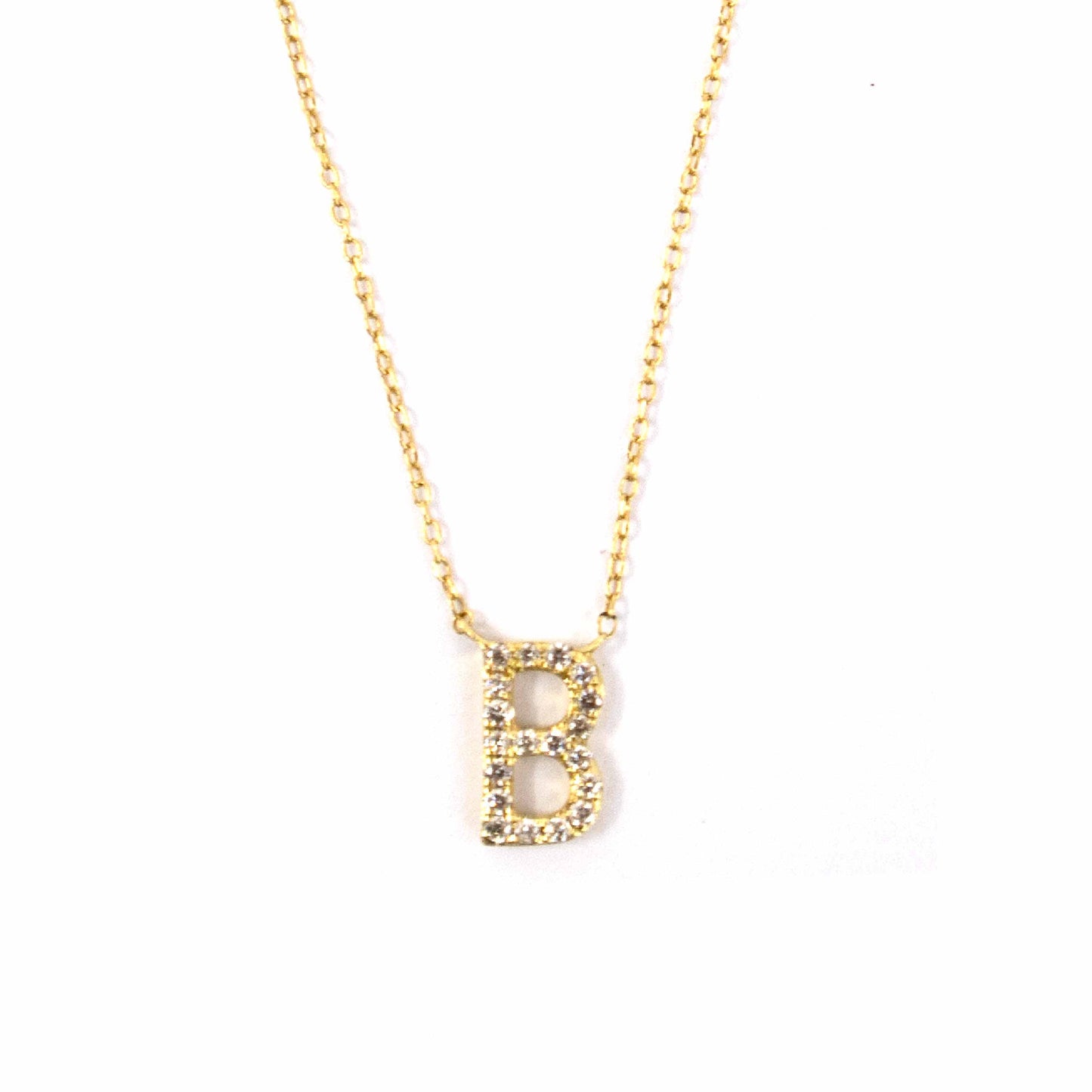 18k Yellow Gold Initial Diamond Necklace