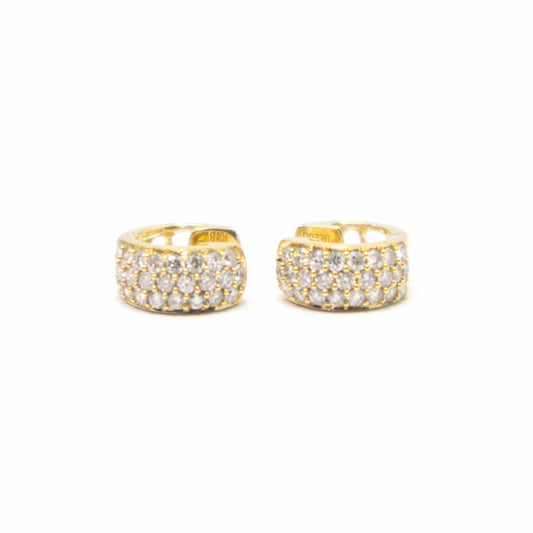 18K Yellow Gold Diamond Huggies Earrings