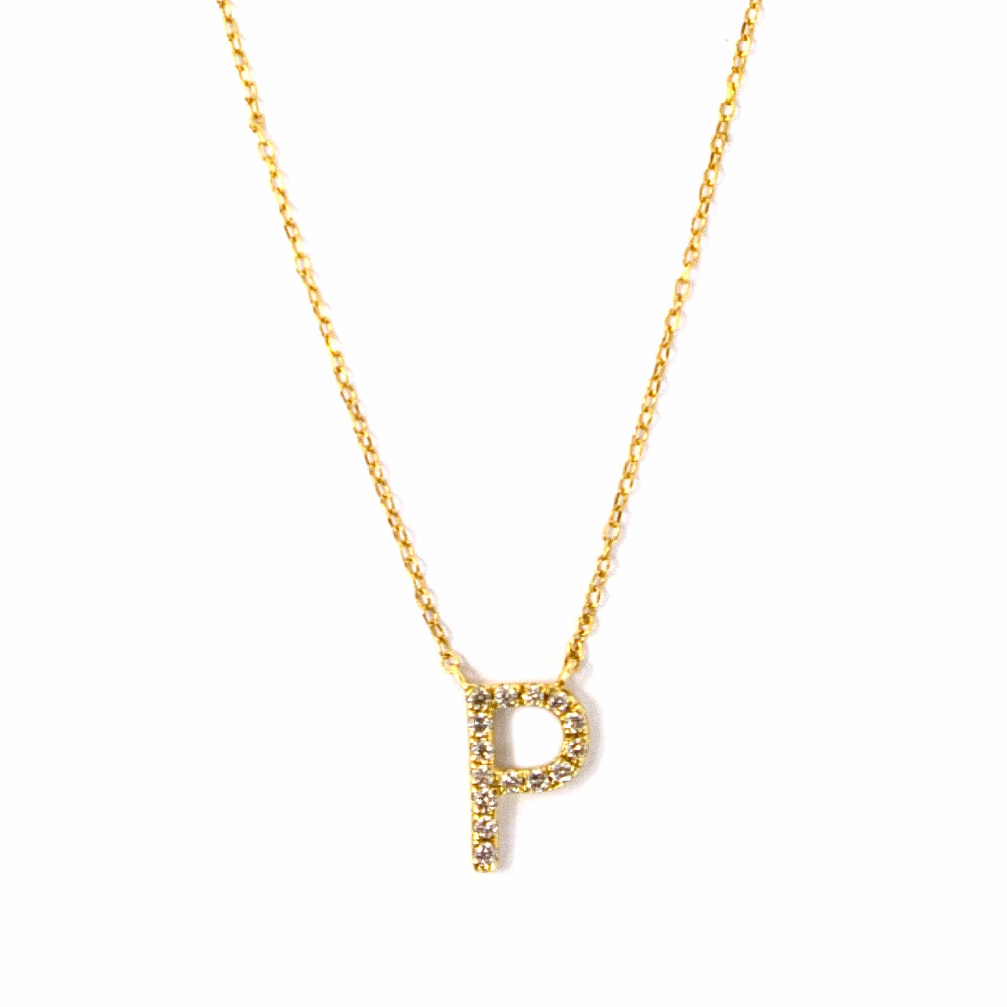 18k Yellow Gold Initial Diamond Necklace